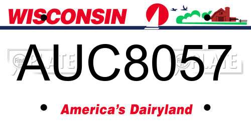 AUC8057 Wisconsin License Plate