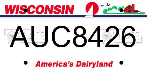 AUC8426 Wisconsin License Plate