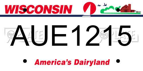 AUE1215 Wisconsin License Plate