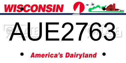 AUE2763 Wisconsin License Plate