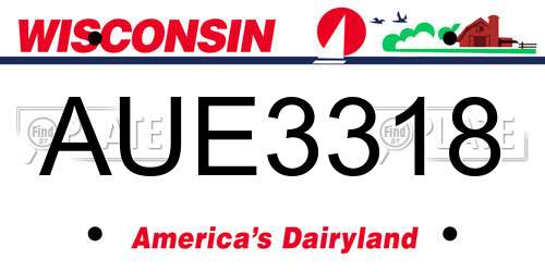 AUE3318 Wisconsin License Plate