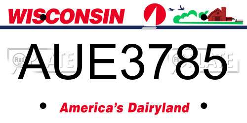 AUE3785 Wisconsin License Plate