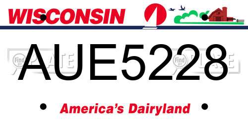 AUE5228 Wisconsin License Plate