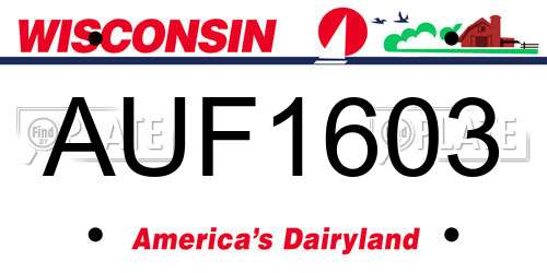 AUF1603 Wisconsin License Plate