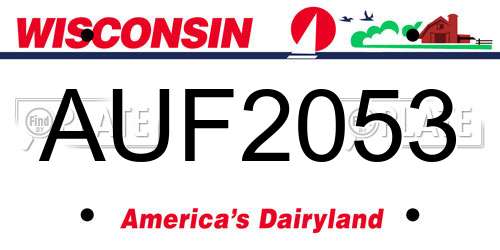 AUF2053 Wisconsin License Plate