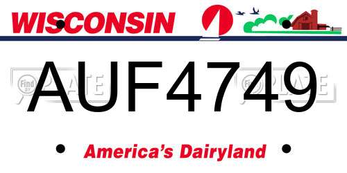 AUF4749 Wisconsin License Plate
