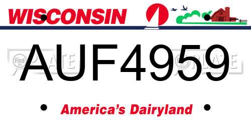 AUF4959 Wisconsin License Plate