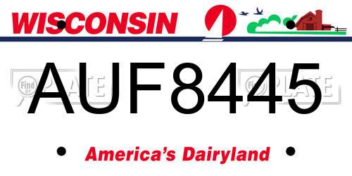 AUF8445 Wisconsin License Plate