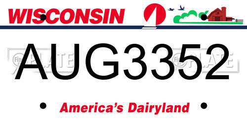 AUG3352 Wisconsin License Plate