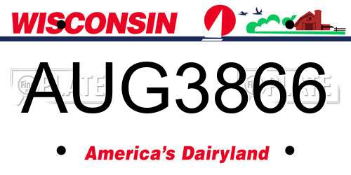 AUG3866 Wisconsin License Plate