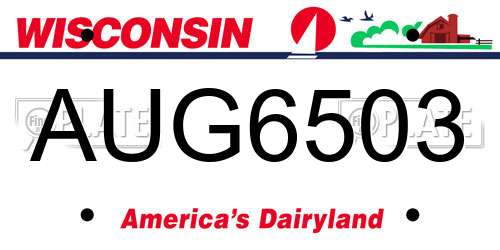 AUG6503 Wisconsin License Plate