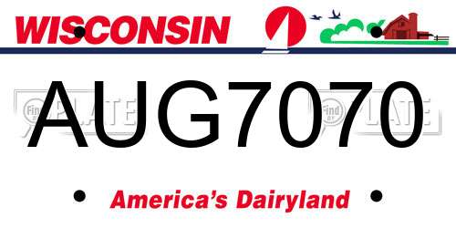 AUG7070 Wisconsin License Plate