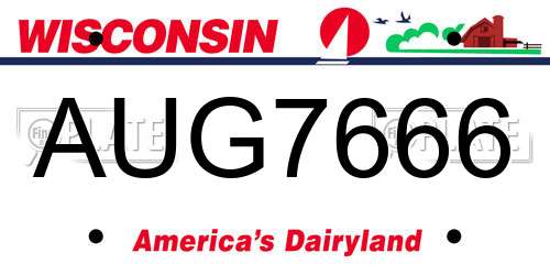 AUG7666 Wisconsin License Plate
