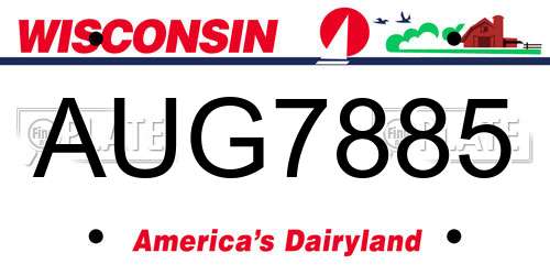 AUG7885 Wisconsin License Plate