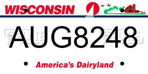 AUG8248 Wisconsin License Plate