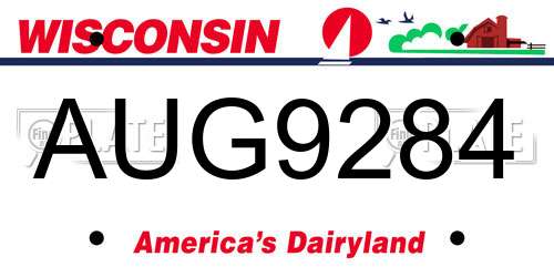 AUG9284 Wisconsin License Plate