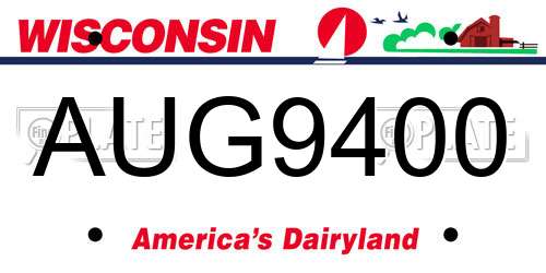 AUG9400 Wisconsin License Plate