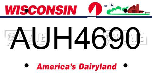AUH4690 Wisconsin License Plate