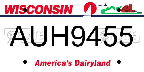 AUH9455 Wisconsin License Plate