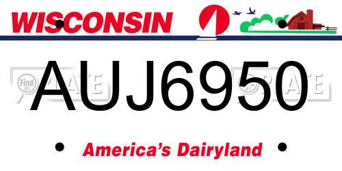 AUJ6950 Wisconsin License Plate