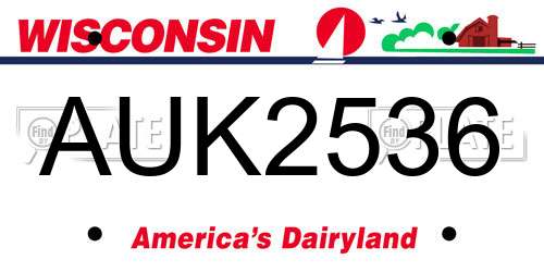 AUK2536 Wisconsin License Plate