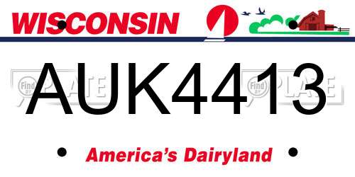 AUK4413 Wisconsin License Plate