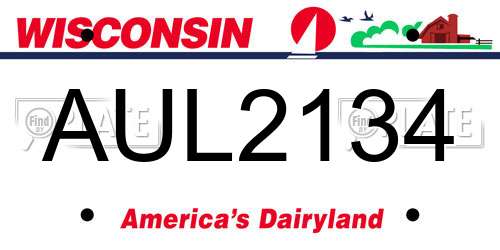 AUL2134 Wisconsin License Plate