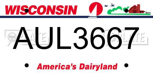 AUL3667 Wisconsin License Plate
