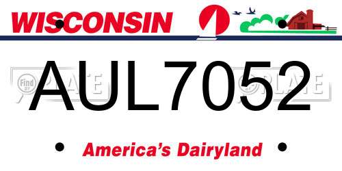 AUL7052 Wisconsin License Plate