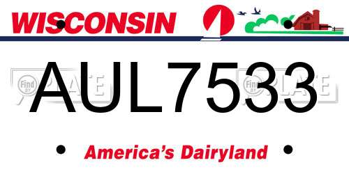 AUL7533 Wisconsin License Plate
