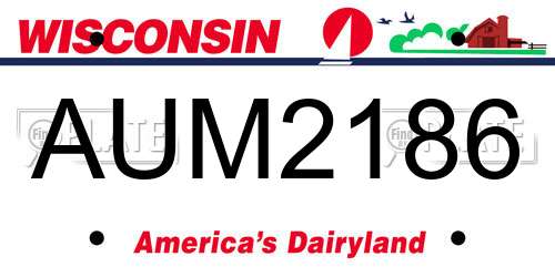 AUM2186 Wisconsin License Plate