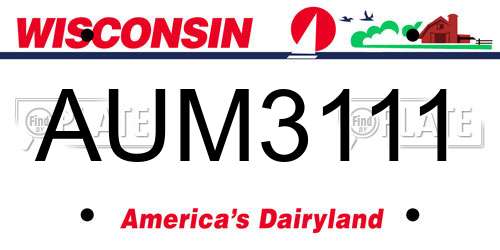 AUM3111 Wisconsin License Plate