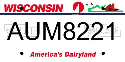 AUM8221 Wisconsin License Plate