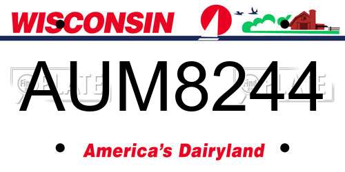 AUM8244 Wisconsin License Plate