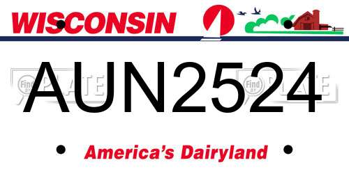 AUN2524 Wisconsin License Plate