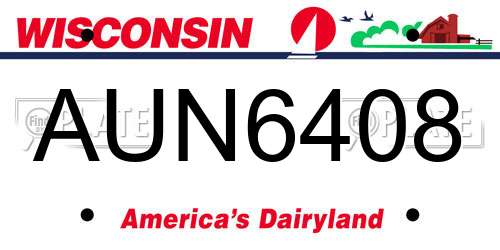 AUN6408 Wisconsin License Plate