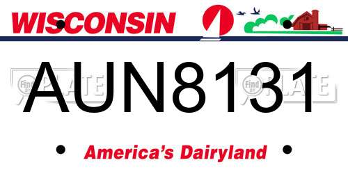 AUN8131 Wisconsin License Plate