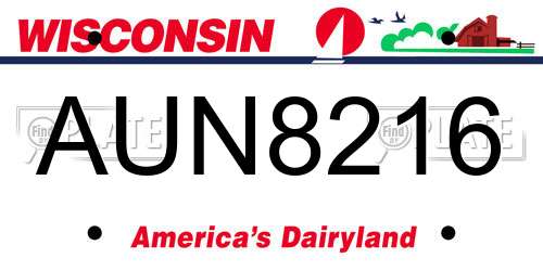 AUN8216 Wisconsin License Plate