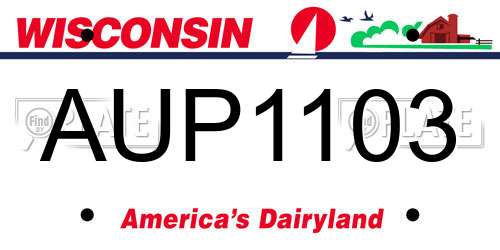 AUP1103 Wisconsin License Plate