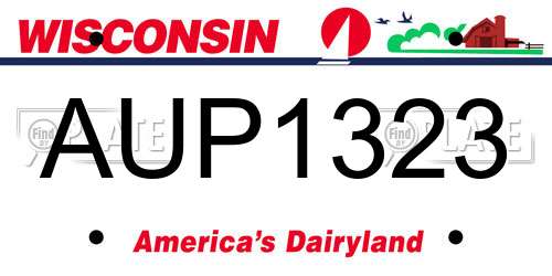 AUP1323 Wisconsin License Plate