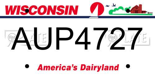 AUP4727 Wisconsin License Plate