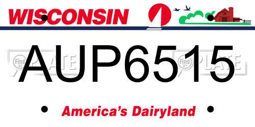 AUP6515 Wisconsin License Plate
