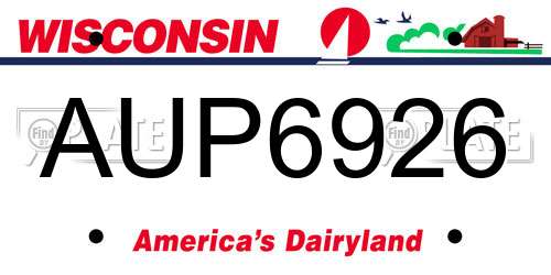 AUP6926 Wisconsin License Plate