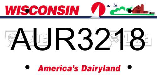 AUR3218 Wisconsin License Plate