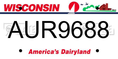 AUR9688 Wisconsin License Plate