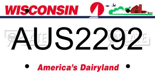 AUS2292 Wisconsin License Plate