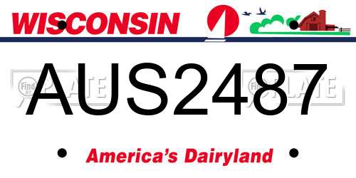 AUS2487 Wisconsin License Plate
