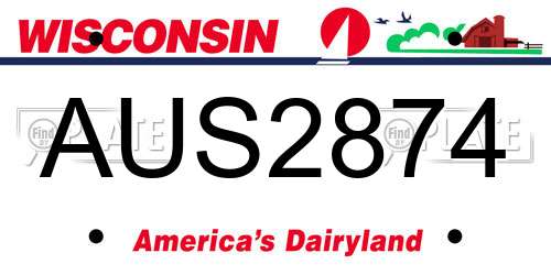 AUS2874 Wisconsin License Plate