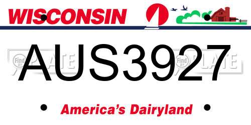 AUS3927 Wisconsin License Plate