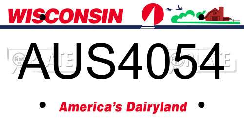 AUS4054 Wisconsin License Plate